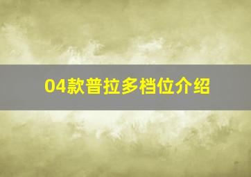 04款普拉多档位介绍