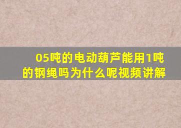 05吨的电动葫芦能用1吨的钢绳吗为什么呢视频讲解