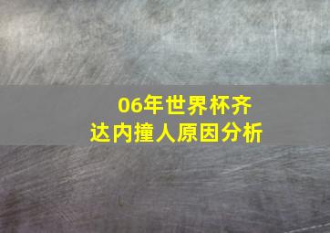 06年世界杯齐达内撞人原因分析