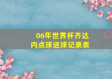 06年世界杯齐达内点球进球记录表