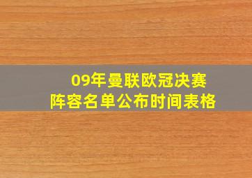 09年曼联欧冠决赛阵容名单公布时间表格