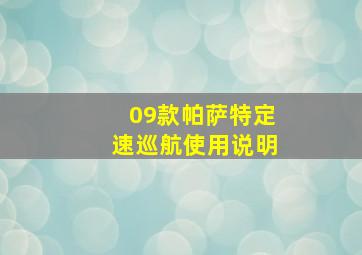 09款帕萨特定速巡航使用说明