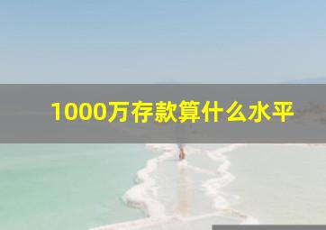 1000万存款算什么水平