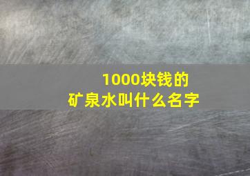 1000块钱的矿泉水叫什么名字