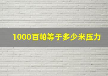 1000百帕等于多少米压力