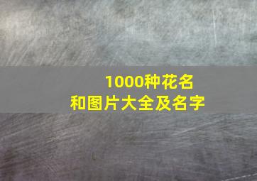 1000种花名和图片大全及名字