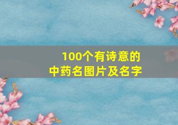 100个有诗意的中药名图片及名字