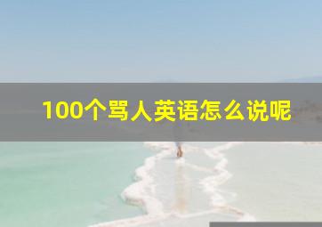 100个骂人英语怎么说呢