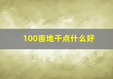 100亩地干点什么好