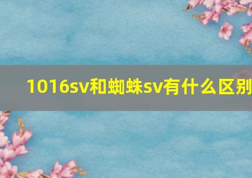 1016sv和蜘蛛sv有什么区别