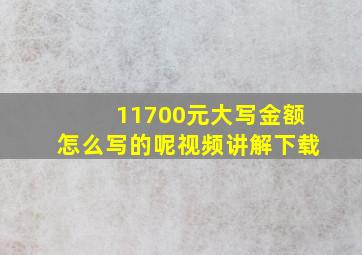 11700元大写金额怎么写的呢视频讲解下载