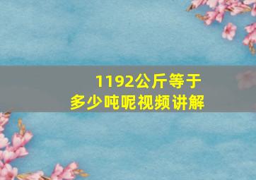 1192公斤等于多少吨呢视频讲解