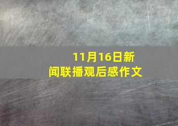 11月16日新闻联播观后感作文