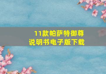 11款帕萨特御尊说明书电子版下载