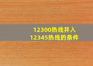 12300热线并入12345热线的条件