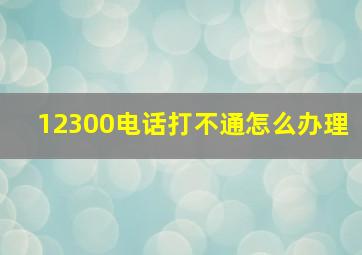 12300电话打不通怎么办理