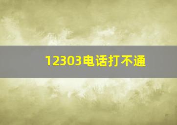 12303电话打不通