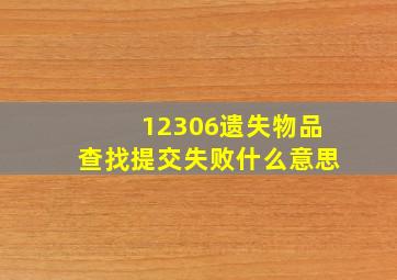 12306遗失物品查找提交失败什么意思