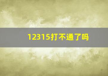 12315打不通了吗