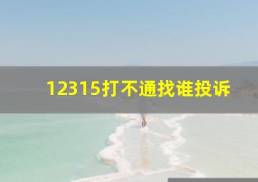 12315打不通找谁投诉