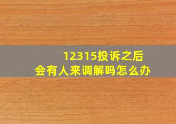 12315投诉之后会有人来调解吗怎么办