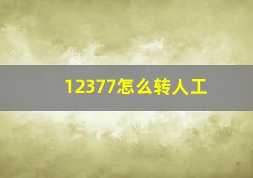 12377怎么转人工