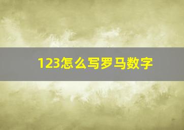 123怎么写罗马数字