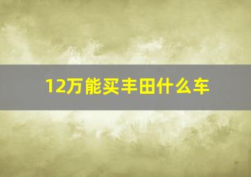 12万能买丰田什么车