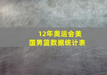 12年奥运会美国男篮数据统计表