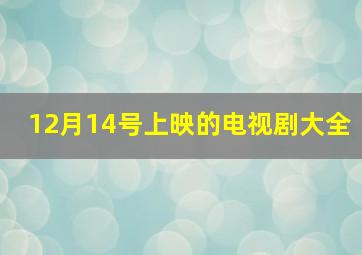 12月14号上映的电视剧大全