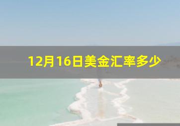 12月16日美金汇率多少