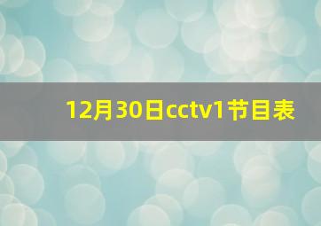 12月30日cctv1节目表