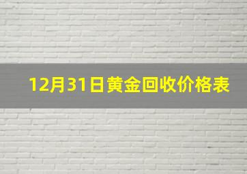 12月31日黄金回收价格表