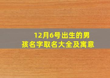 12月6号出生的男孩名字取名大全及寓意