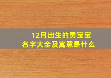 12月出生的男宝宝名字大全及寓意是什么