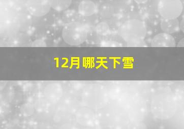 12月哪天下雪