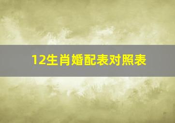 12生肖婚配表对照表