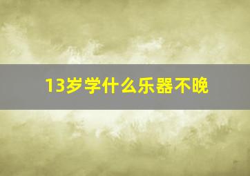 13岁学什么乐器不晚