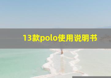 13款polo使用说明书