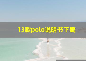 13款polo说明书下载