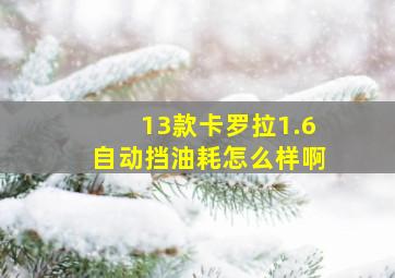 13款卡罗拉1.6自动挡油耗怎么样啊