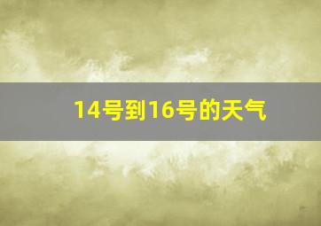 14号到16号的天气