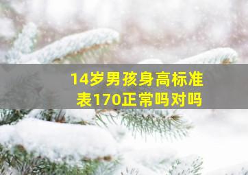 14岁男孩身高标准表170正常吗对吗