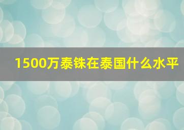 1500万泰铢在泰国什么水平