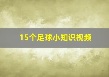 15个足球小知识视频