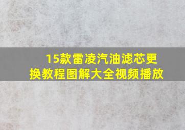 15款雷凌汽油滤芯更换教程图解大全视频播放