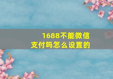 1688不能微信支付吗怎么设置的