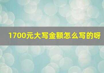 1700元大写金额怎么写的呀