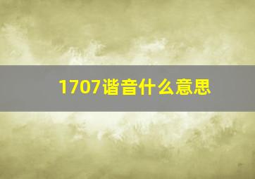 1707谐音什么意思