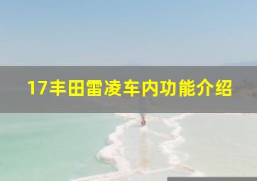 17丰田雷凌车内功能介绍